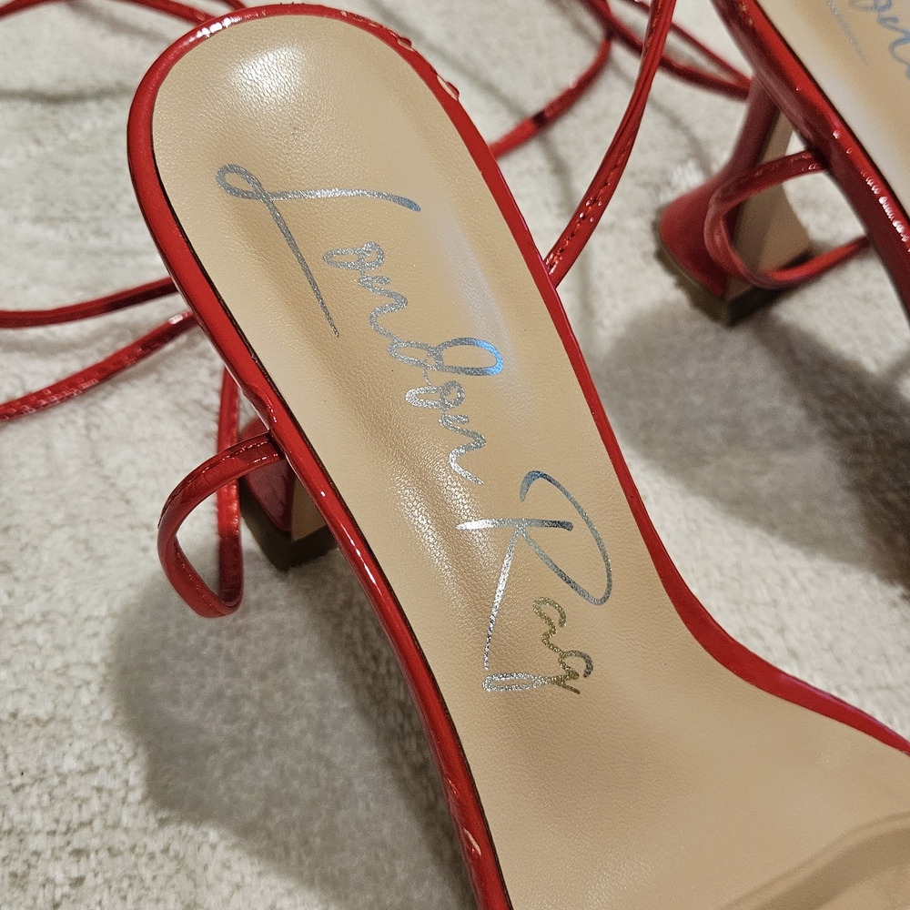 London Rag Red Strappy Sandals Heels Size 9 Y2K 90s Coquette Girl Preppy - Picture 6 of 12
